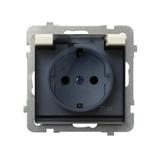 SONATA Gniazdo bryzgoszczelne z uziemieniem schuko IP44 klapka przezroczysta kolor ecru GPH-1RS/m/27/d OSPEL