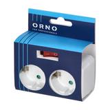 Rozgałęźnik 2x2P+Z (Schuko) z włącznikiem, biały OR-AE-13187(GS) ORNO