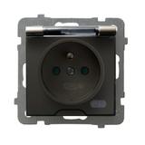 AS Gniazdo bryzgoszczelne z uziemieniem IP-44 z przesłonami torów prądowych wieczko przezroczyste -