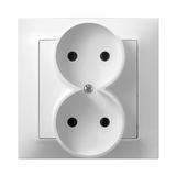 IMPRESJA Gniazdo podwójne kompletne z ramką - kolor biały