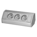 Gniazdo meblowe 3x2P+Z, szaro-srebrne
