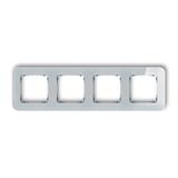 ICON Ramka uniwersalna poczwórna zaokrąglona - efekt szkła (ramka: szara; spód: czarny) szary