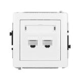 DECO Mechanizm gniazda komputerowego podwójnego 2xRJ45, kat. 6A, 8-stykowy biały mat
