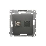 Simon 54 Gniazdo antenowe typu F + RJ45 kat.6 antracyt DASFRJ45.01/48 KONTAKT