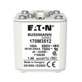 FUSE 100A 690V 1*GN/50 AR UC Wkładka szybka 100A AC 690V rozmiar 1 45x59x51 mm aR I 170M3512 EATON