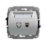 TREND Mechanizm gniazda telefonicznego pojedynczego 1xRJ11, 4-stykowy srebrny metalik