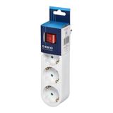 Rozgałęźnik 3x2P+Z z włącznikiem, Schuko, wtyczka górna, biały OR-AE-13254(GS) ORNO