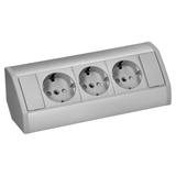 Gniazdo meblowe 3x2P+Z (Schuko), szaro-srebrne OR-GM-9001(GS)/G ORNO