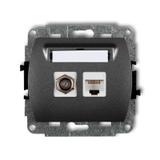 TREND Mechanizm gniazda antenowego poj. typu F (SAT) + gniazda komp. poj. 1xRJ45, kat. 6 ekranowany,