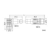 przewód do czujników/el.wykonawczych gniazdo kątowe/wtyczka prosta M12 2m