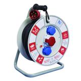 Przedłużacz zwijany na bębnie guma PBS H05RR-F 5x2,5 - 25m, 2xGZ16A, 1x16A/5p (400V), IP44 biały 1110-25 B.1110-25 PAWBOL