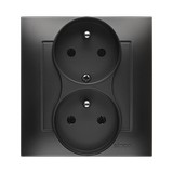 Simon 54 Gniazdo z/u podwójne z funkcją niezm. faz16A z. śrub. monoblok czarny