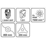Kosa spalinowa 1.2kW, szerokość koszenia 255/460 mm