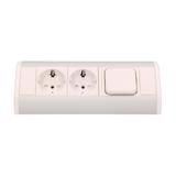 Gniazdo meblowe 2x2P+Z z wyłącznikiem, schuko, biało-srebrne OR-GM-9002/W-G(GS) ORNO