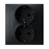 SZAFIR Gniazdo podwójne z uziemieniem schuko - kolor czarny metalik