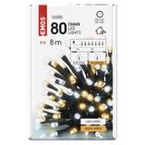 Lampki choinkowe Classic 80 LED 8m ciepła + zimna biel zielony przewód IP44 timer D4AN04 EMOS