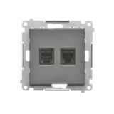 Simon 55 Gniazdo telefoniczne podwójne RJ12 Grafitowy mat