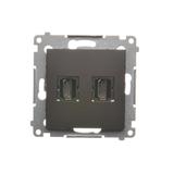 Simon 54 Gniazdo HDMI podwójne brąz mat DGHDMI2.01/46 KONTAKT