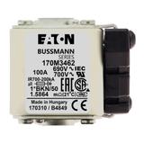 FUSE 100A 690V 1*BKN/50 AR UC Wkładka szybka 100A AC 690V rozmiar 1 45x59x51 mm aR, 170M3462 EATON