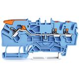 3-przewodowa złączka przelotowa z dźwignią i przyciskiem 2,5 mm2, niebieski