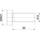 DIN933 M12x30V4A, Śruba z łbem sześciokątnym