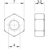 DIN 934, NAKRĘTKA SZEŚCIOKĄT. M4 STAL OC.