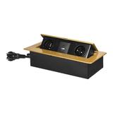 Gniazda meblowe wpuszczane w blat z płaskim frezowanym rantem, ładowarką USB i przewodem 1,5m, 2x2P+