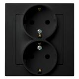 AS Gniazdo podwójne z uziemieniem schuko kompletne z ramką - kolor czarny metalik