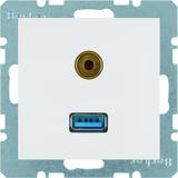 BERKER S.1/B.3/B.7 Gniazdo USB / 3,5mm Audio biały 3315391909 HAGER