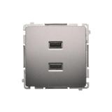 Simon Basic Ładowarka 2 x USB 2.1 A 5V DC 230V stal inox