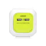 Przedłużacz Kostka 4x2P+Z(Schuko) ładowarka 2xUSB 1,4m H05VV-F 3x1,5mm2 limonkowy OR-AE-13144(GS)/L