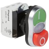 OSMOZ KOMPLET Z PODŚWIETLENIEM - GŁÓWKA PODWÓJNA ZIELONA - PŁASKA, CZERWONA - WYPUKŁA 24 V + UCHWYT