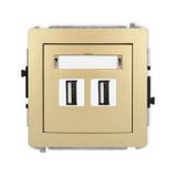 DECO Mechanizm gniazda podwójnego 2xUSB A-A 2.0 złoty
