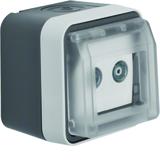 BERKER W.1 Gniazdo antracytenowe R+TV końcowe z pokrywą kompletne IP55 szary 12033515 HAGER