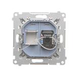 Simon 55 Gniazdo komputerowe pojedyncze RJ45 kategoria 6 z przesłoną przeciwkurzową Jasnoszary mat