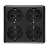 Simon 54 Gniazdo poczwórne Schuko n/t z przesłonami wersja skandynawska 16A szybkozłączka czarny