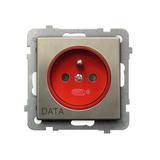 SONATA Gniazdo pojedyncze z uziemieniem DATA z przesłonami torów prądowych - kolor nowe srebro