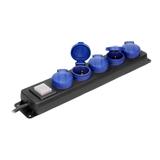 Przedłużacz warsztatowy bryzgoszczelny z wyłącznikiem, 5 gniazd 2P+Z, IP44, schuko przewód gumowy, H