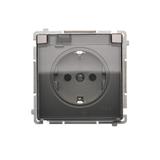 Simon Basic Gniazdo wtyczkowe Schuko do wersji IP44 z przesłonami 16A 250Vzaciski śrubowe stal inox. Klapka transparentna BMGSZ1BZ.01/21A KONTAKT