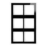 DECO Ramka modułowa 6 krotna (2 poziom, 3 pion) - efekt szkła (ramka czarna; spód biała)