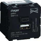 lumina/gallery Ładowarka USB A+C 3A mechanizm 2M HAGER