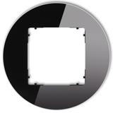 ICON Ramka uniwersalna pojedyncza okrągła - efekt szkła (ramka: czarna; spód: czarny) czarny