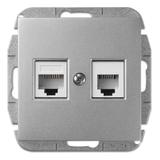 GPT SENTIA RJ45+RJ11 komputerowe+telefoniczne   srebro połysk  IP 20