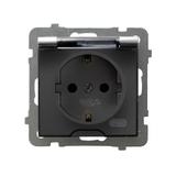 AS Gniazdo bryzgoszczelne z uziemieniem schuko IP-44 wieczko przezroczyste - kolor srebro