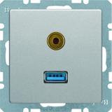 BERKER Q.x Gniazdo USB/3.5mm audio aluminium aksamit lakierowana 3315396084 HAGER