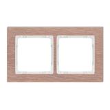 DECO Ramka uniwersalna podwójna - aluminium szczotkowane (ramka: kolor miedziany; spód: biały) miedz