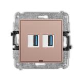 ICON Gniazdo podwójne 2xUSB typ A-A 3.0 łososiowy 62IGUSBBO-6 KARLIK