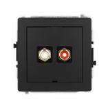 DECO Mechanizm gniazda podwójnego RCA, bez pola opisowego (typu cinch - biały i czerwony, pozłacany)