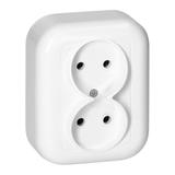 Gniazdo podwójne natynkowe 2x2p 16A, 250V, FAN, biały NT-5F BIAŁY ORNO