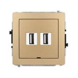 DECO Mechanizm gniazda podwójnego 2xUSB A-A 2.0, bez pola opisowego złoty metalik